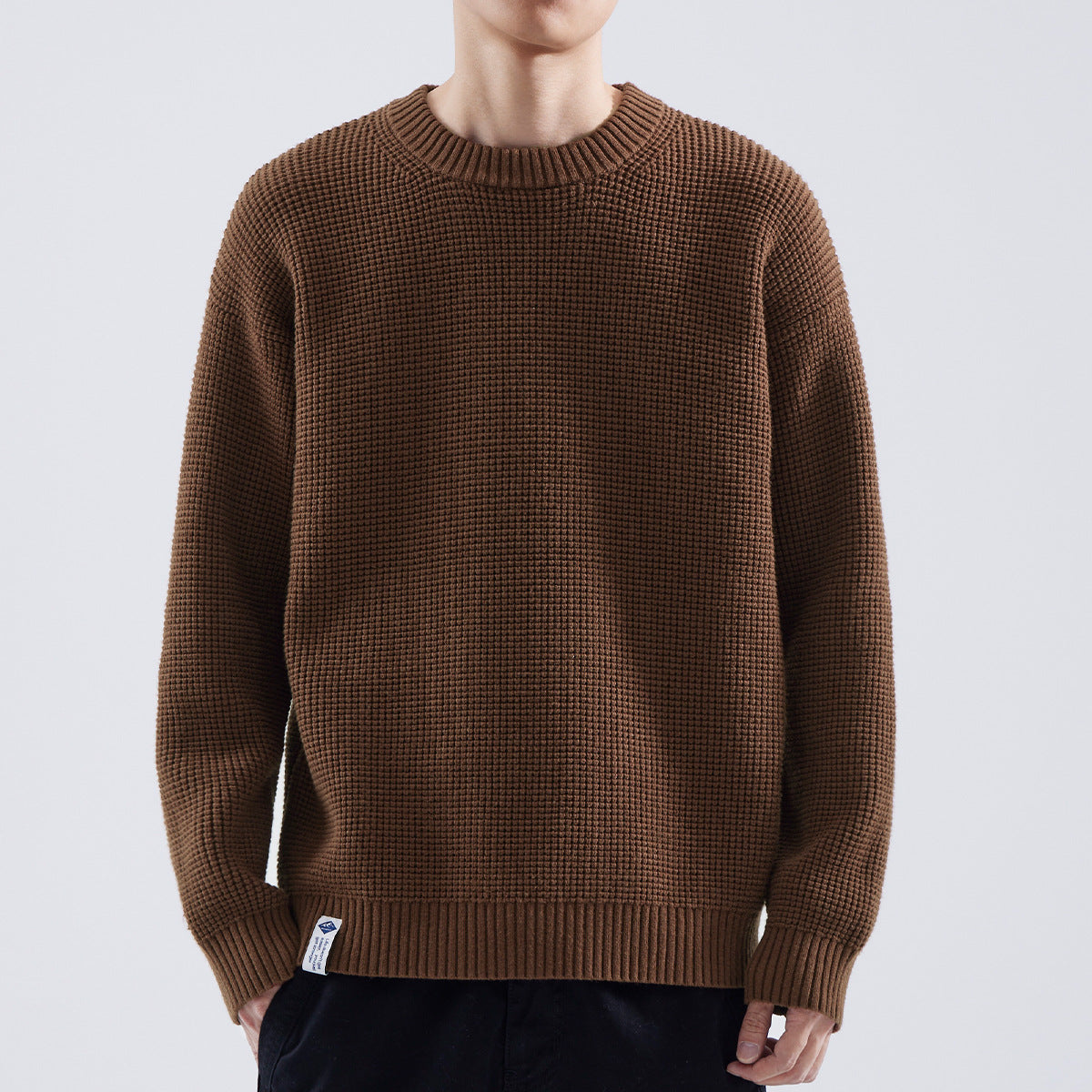 Men's Easy-Fit Textured Knit Crew Neck Pullover