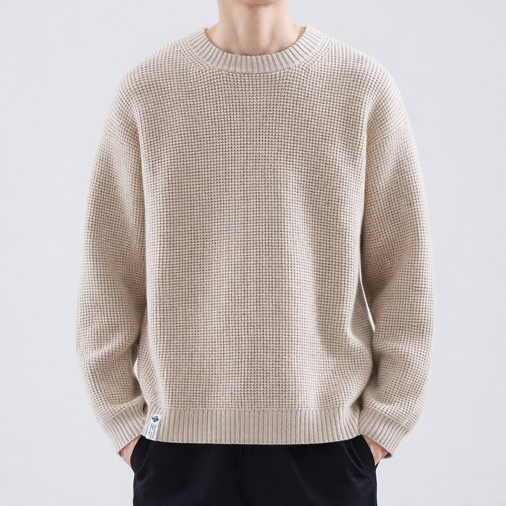 Men's Easy-Fit Textured Knit Crew Neck Pullover