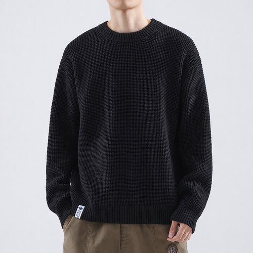 Men's Easy-Fit Textured Knit Crew Neck Pullover