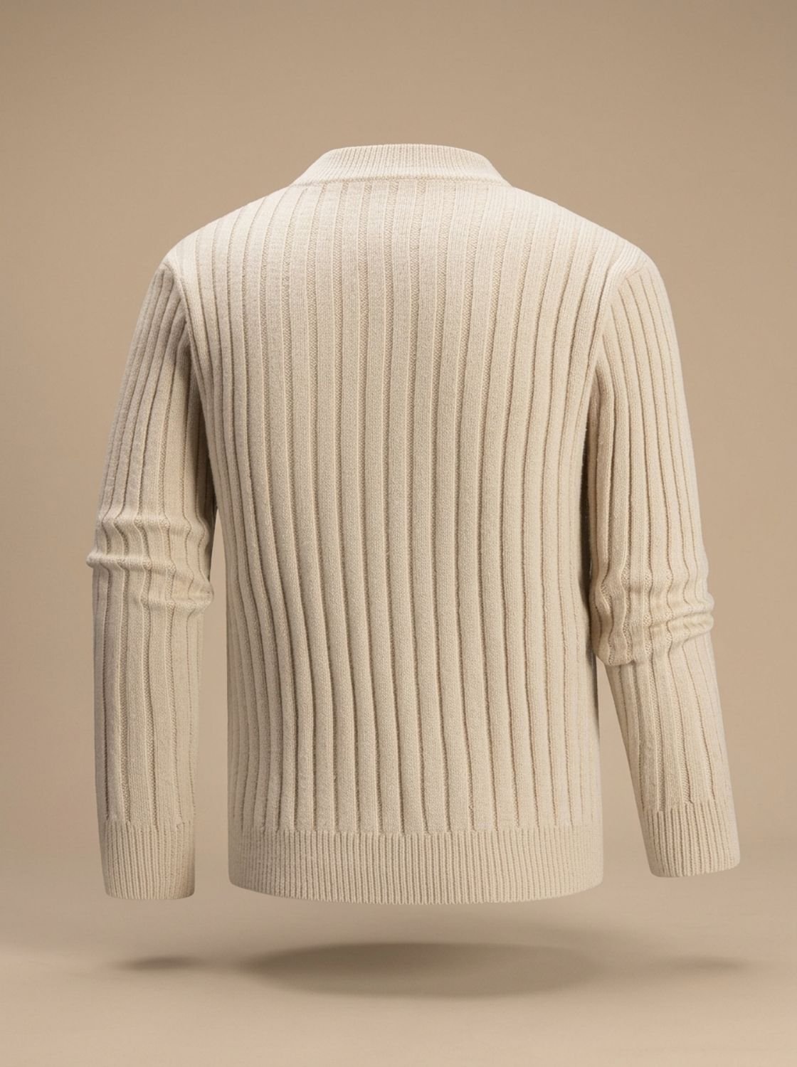 Men's Cable Front Panel Mock Neck Cotton Blend Knit