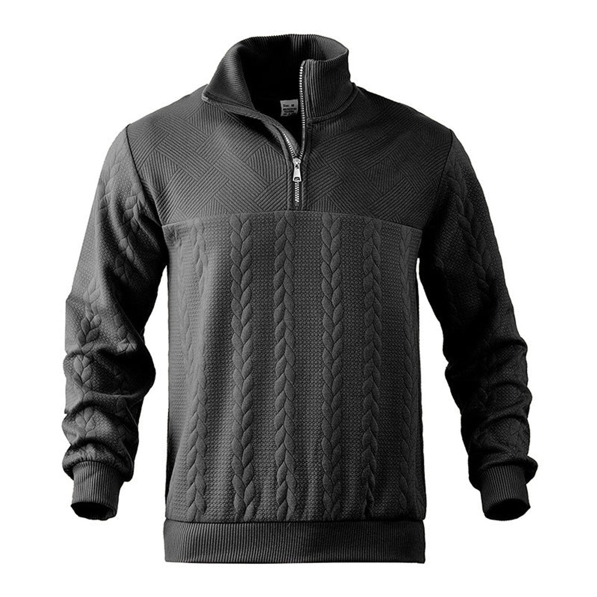 Men's Quarter-Zip Cable Knit Pullover Sweater Top