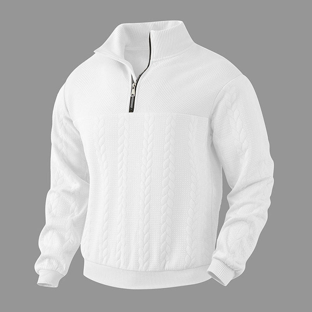 Men's Quarter-Zip Cable Knit Pullover Sweater Top