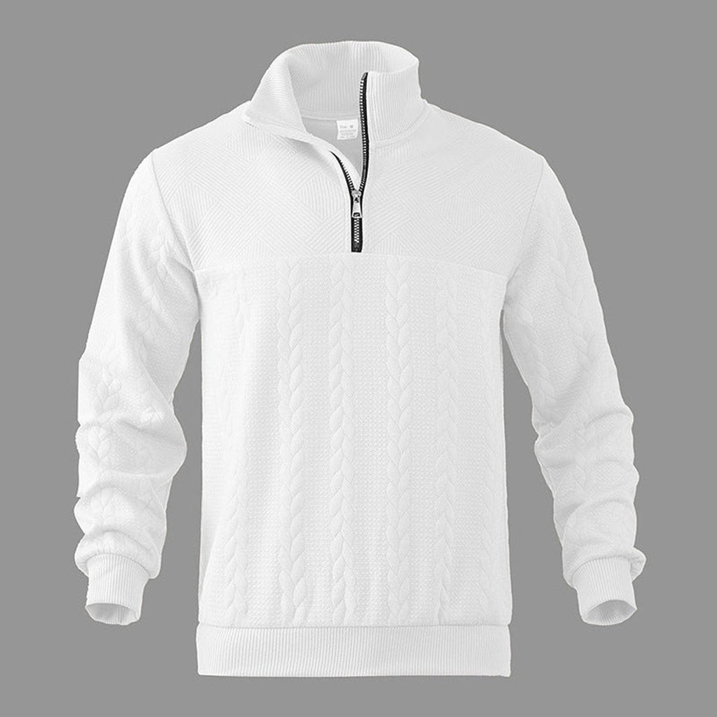 Men's Quarter-Zip Cable Knit Pullover Sweater Top
