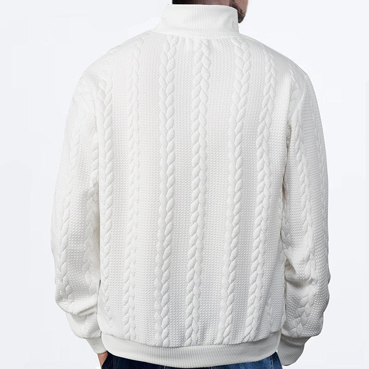 Men's Quarter-Zip Cable Knit Pullover Sweater Top