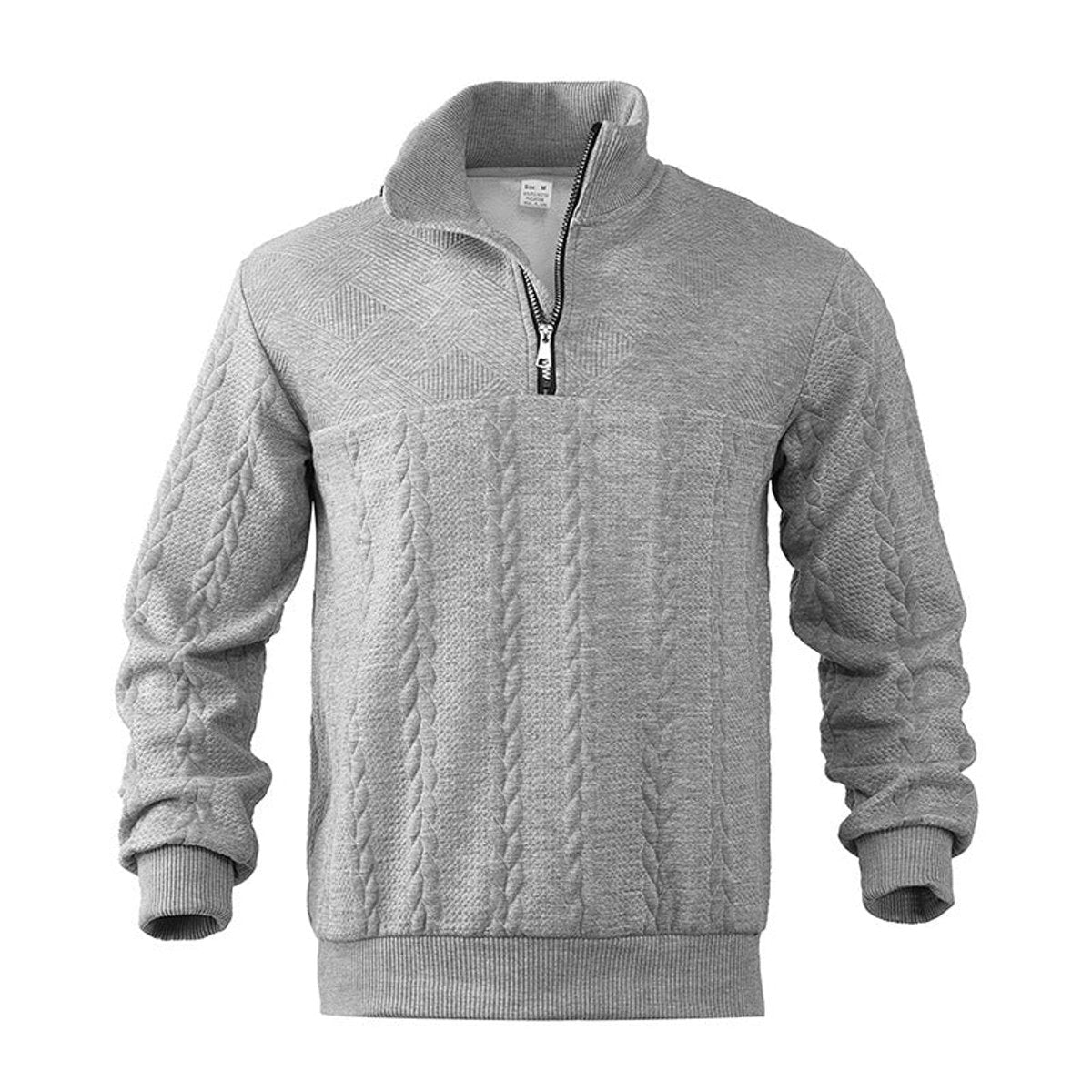 Men's Quarter-Zip Cable Knit Pullover Sweater Top