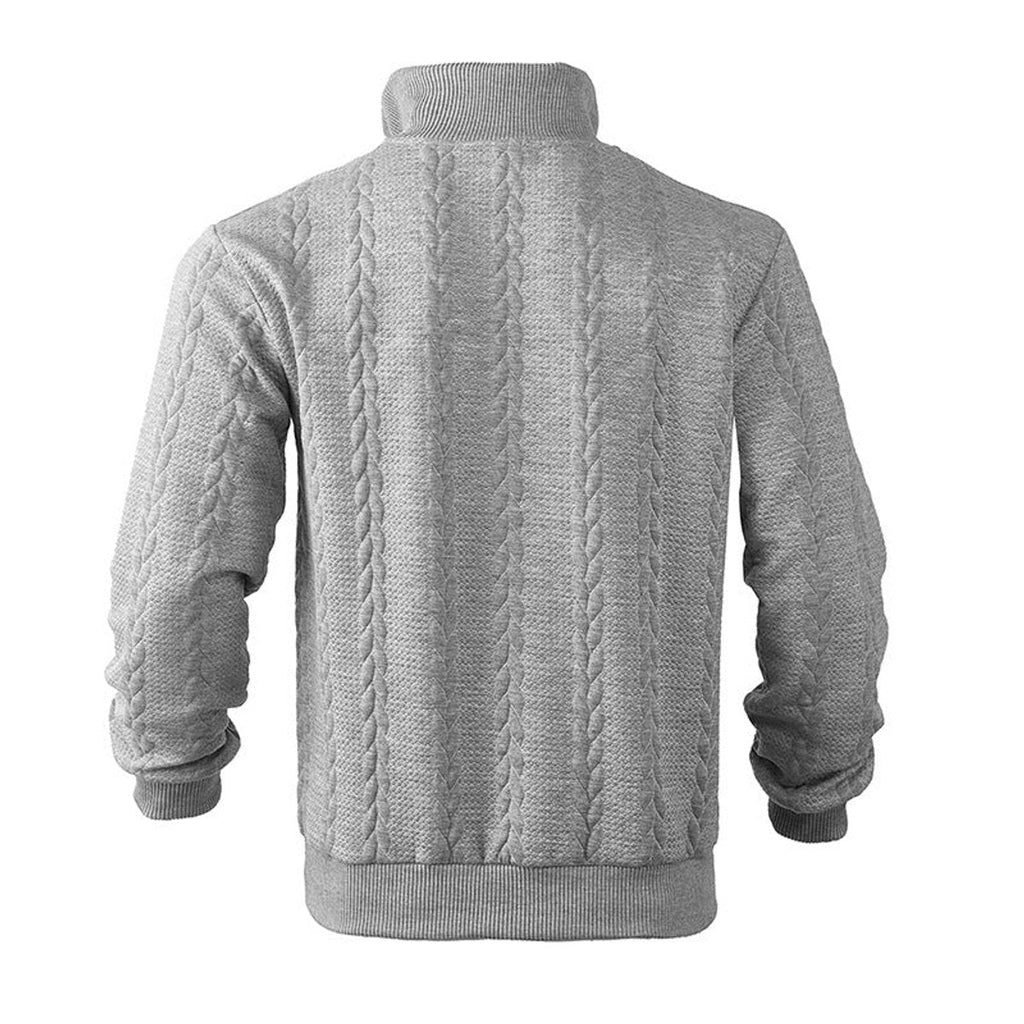 Men's Quarter-Zip Cable Knit Pullover Sweater Top