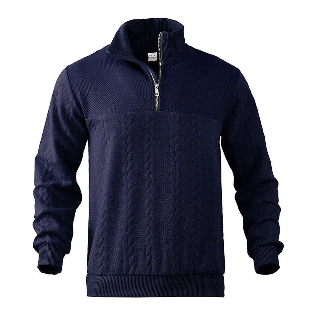 Men's Quarter-Zip Cable Knit Pullover Sweater Top