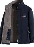 Men's Stand Collar Zip-Front Fleece Coat