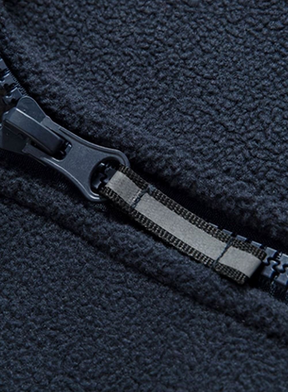 Men's Stand Collar Zip-Front Fleece Coat