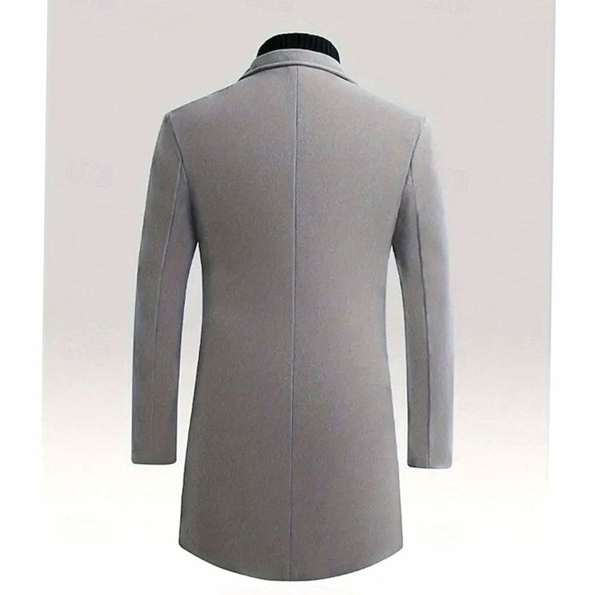 Men's Long Single-Breasted Wool Topcoat with Classic Cut