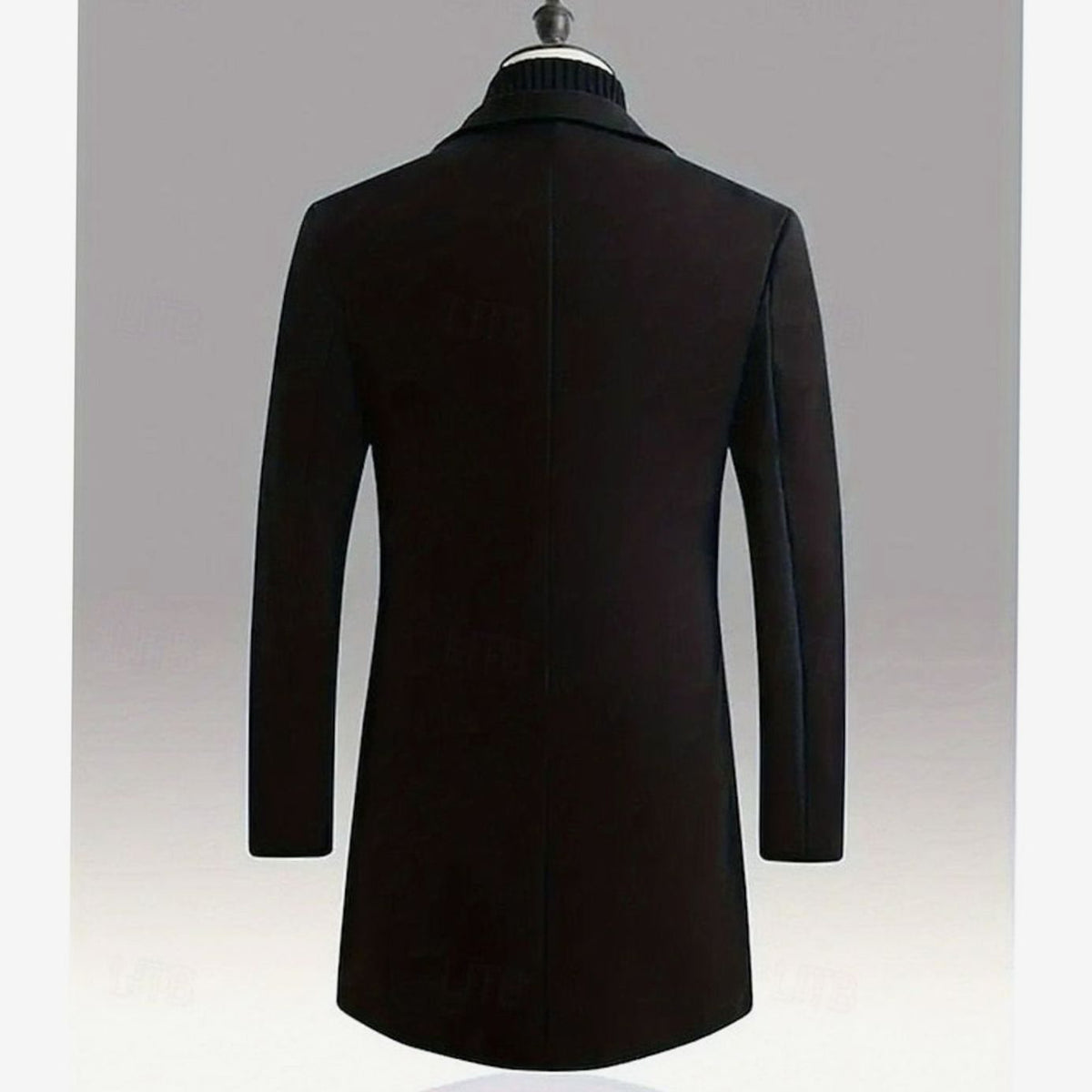 Men's Long Single-Breasted Wool Topcoat with Classic Cut