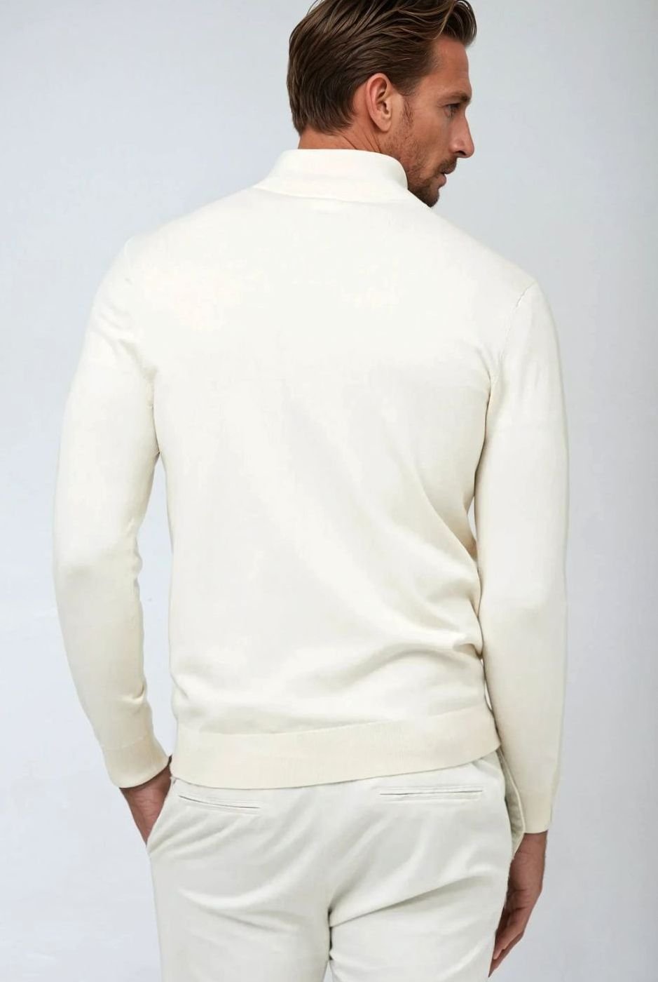 Men's Classic Quarter Zip Ribbed Cuff Knit Pullover