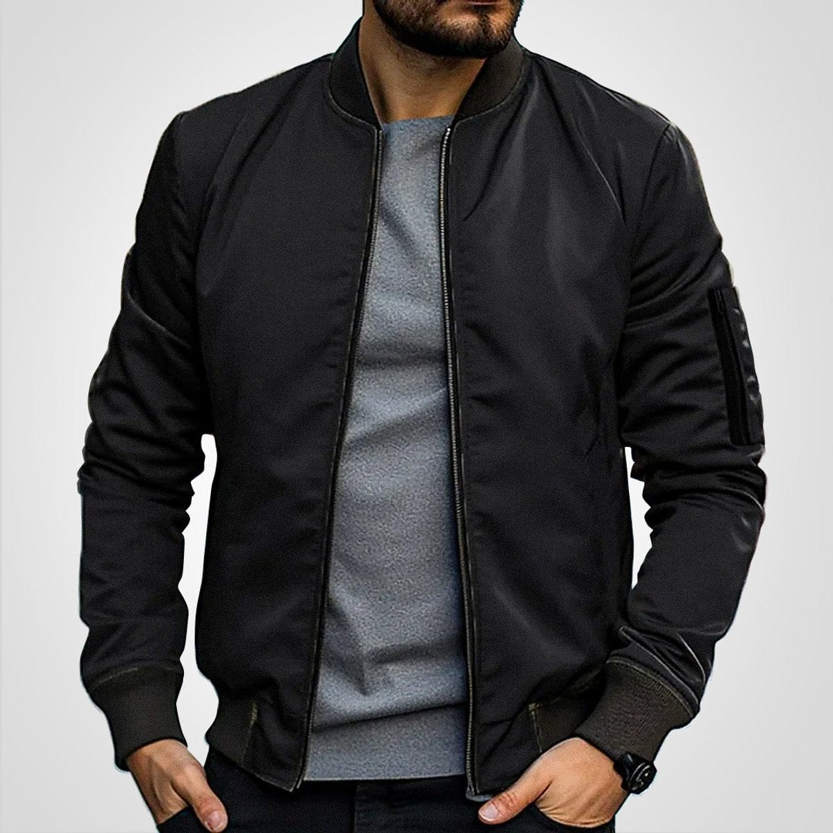 Men's Slim Fit Classic Bomber Coat