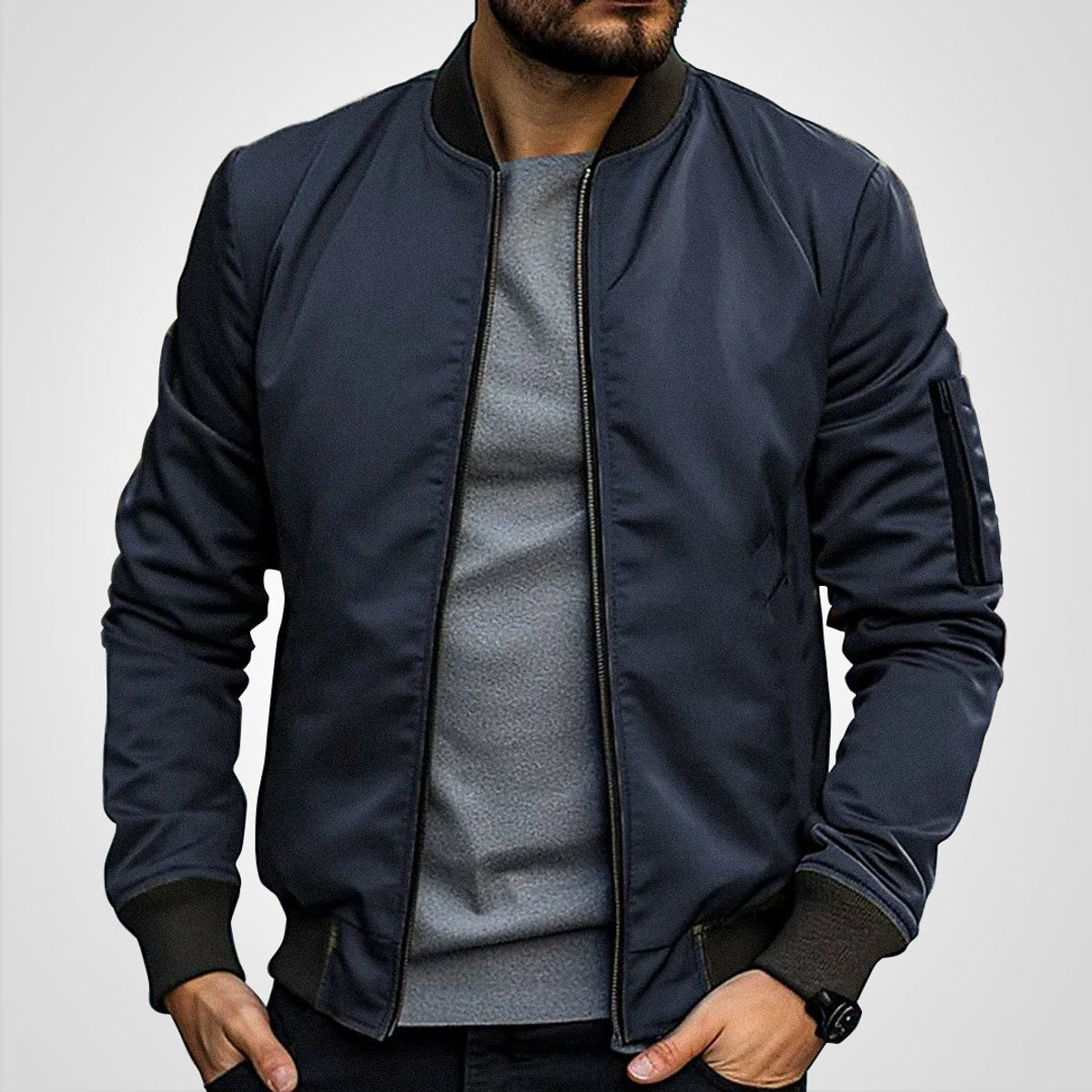 Men's Slim Fit Classic Bomber Coat