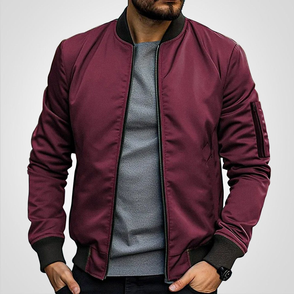 Men's Slim Fit Classic Bomber Coat