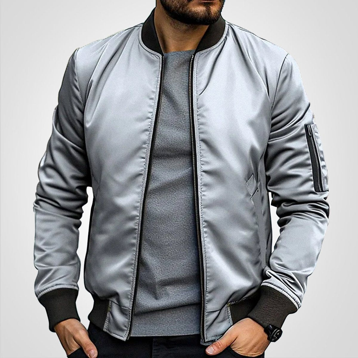 Men's Slim Fit Classic Bomber Coat