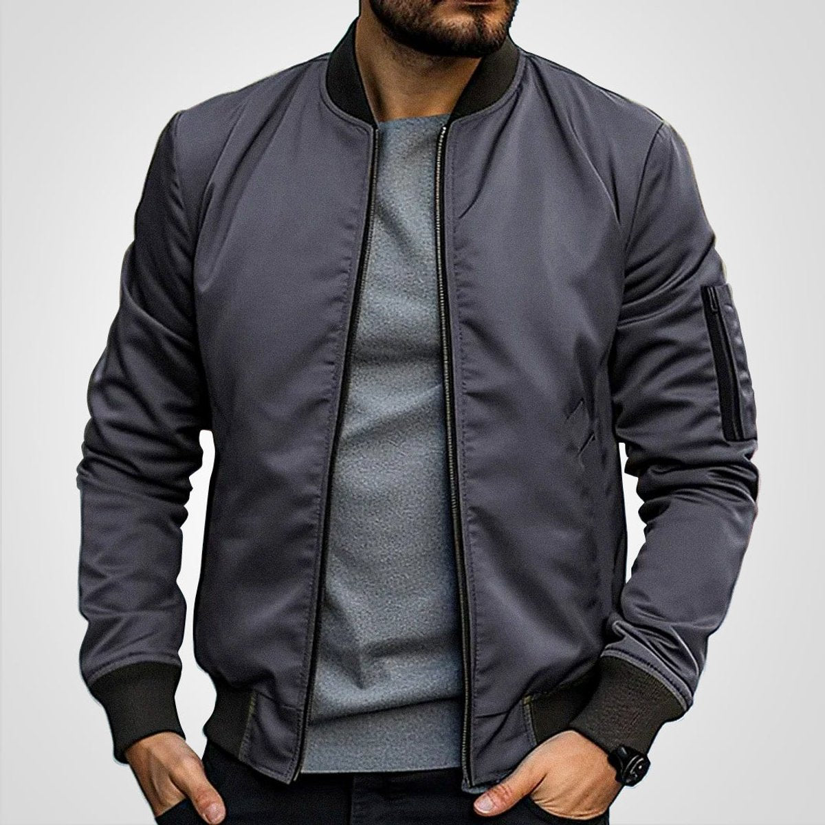 Men's Slim Fit Classic Bomber Coat
