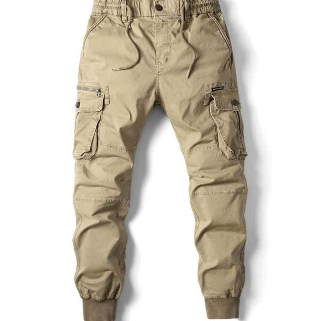 Men's Tapered Elastic Drawstring Waist Cargo Sweatpants