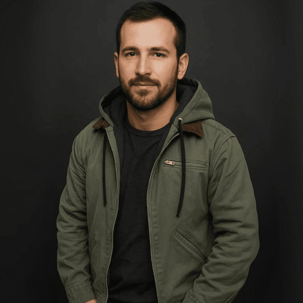 Men's Full-Zip Hooded Coat with Warm Fleece Lining