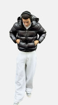 Men's High-Gloss Padded Hooded Coat with Quilting