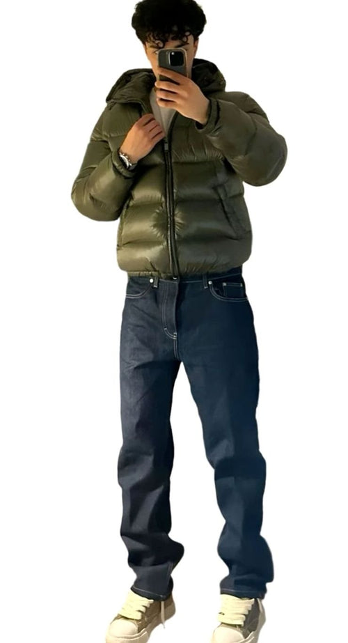 Men's High-Gloss Padded Hooded Coat with Quilting