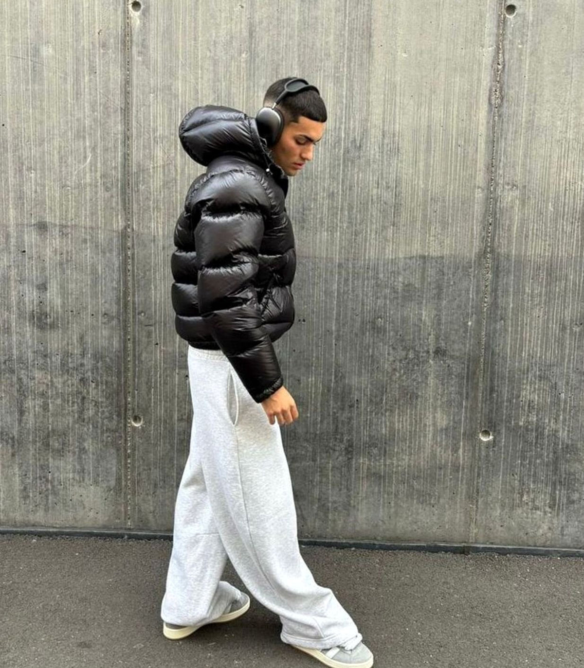 Men's High-Gloss Padded Hooded Coat with Quilting