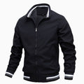Men's Ribbed Stand Collar Zip Bomber Coat