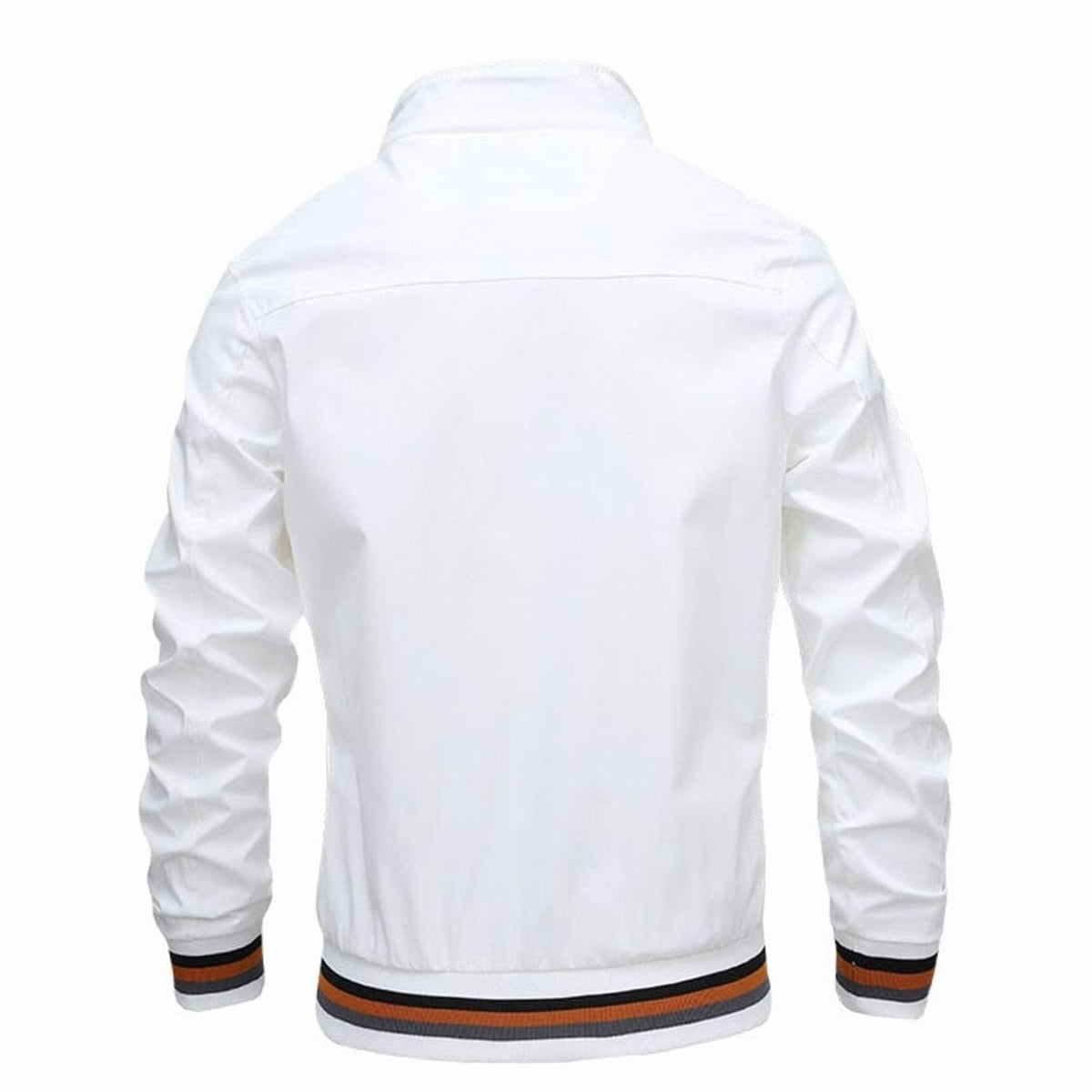 Men's Ribbed Stand Collar Zip Bomber Coat
