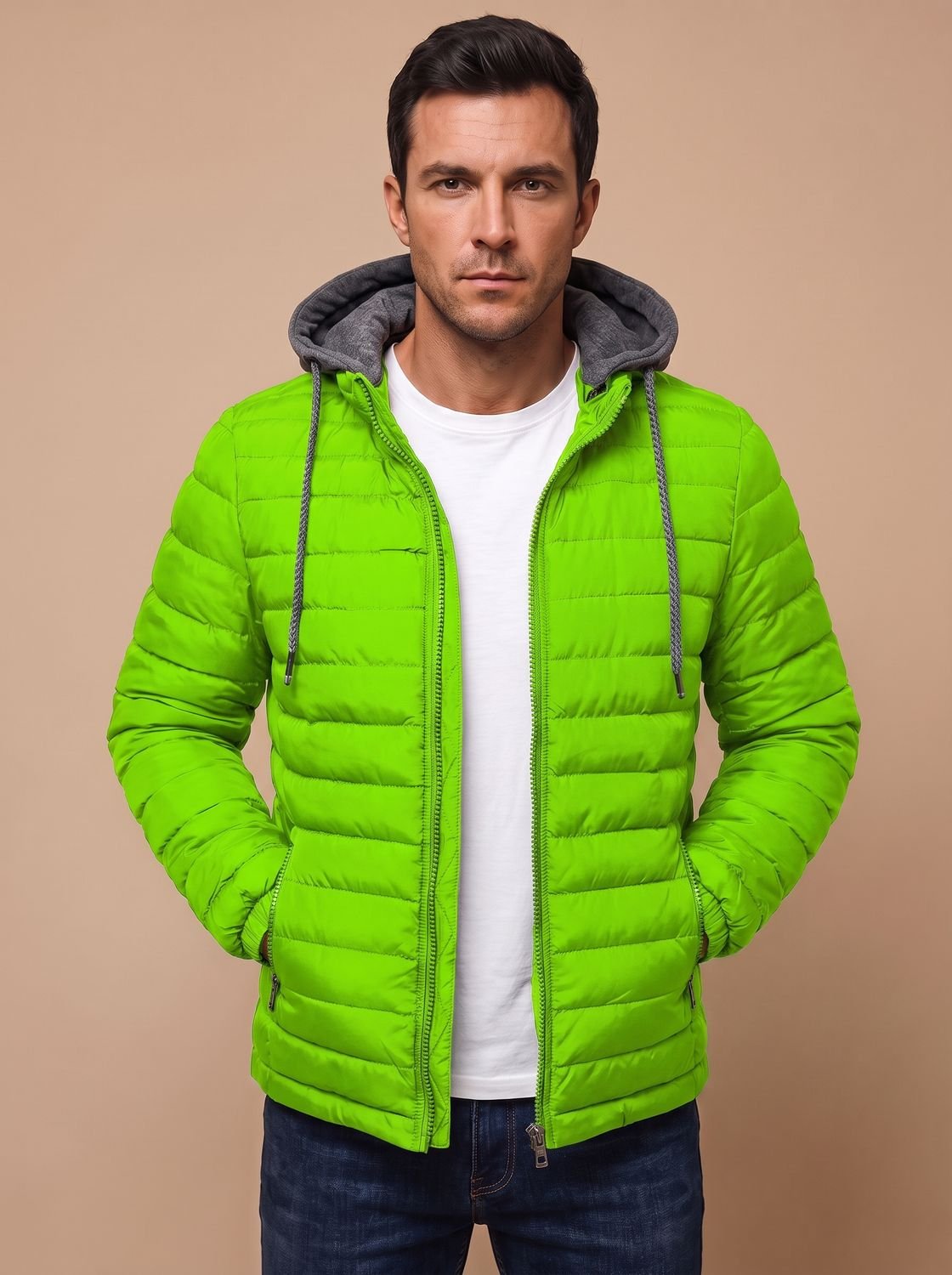 Men's Slim Lightweight Puffer Coat with Hood