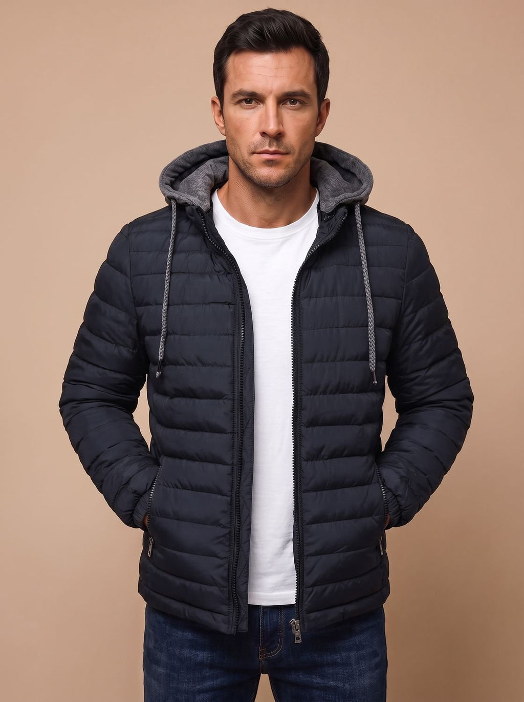 Men's Slim Lightweight Puffer Coat with Hood