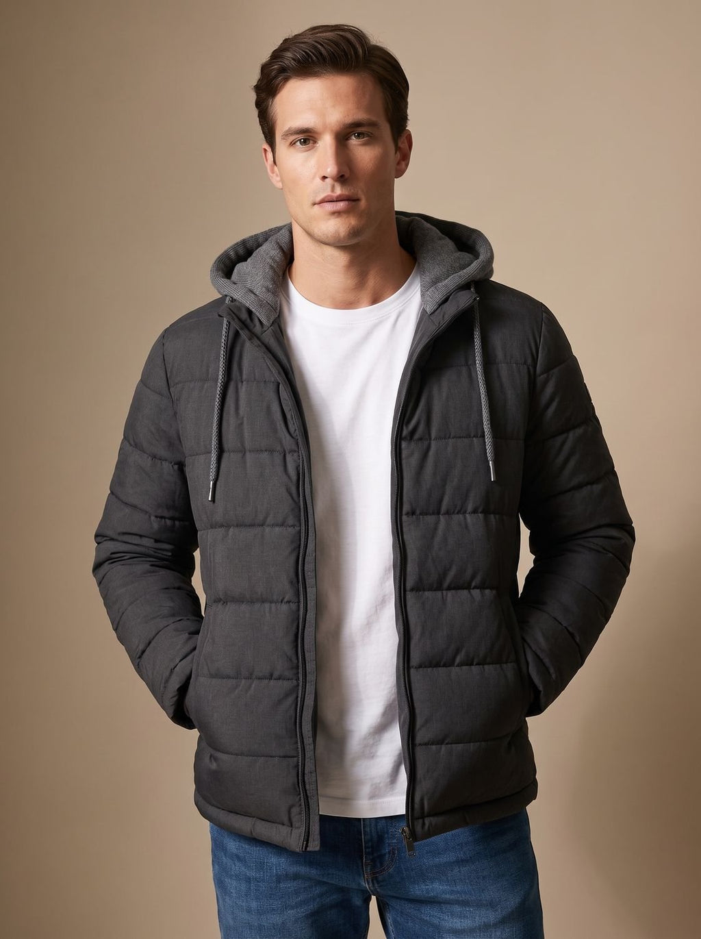 Men's Slim Lightweight Puffer Coat with Hood