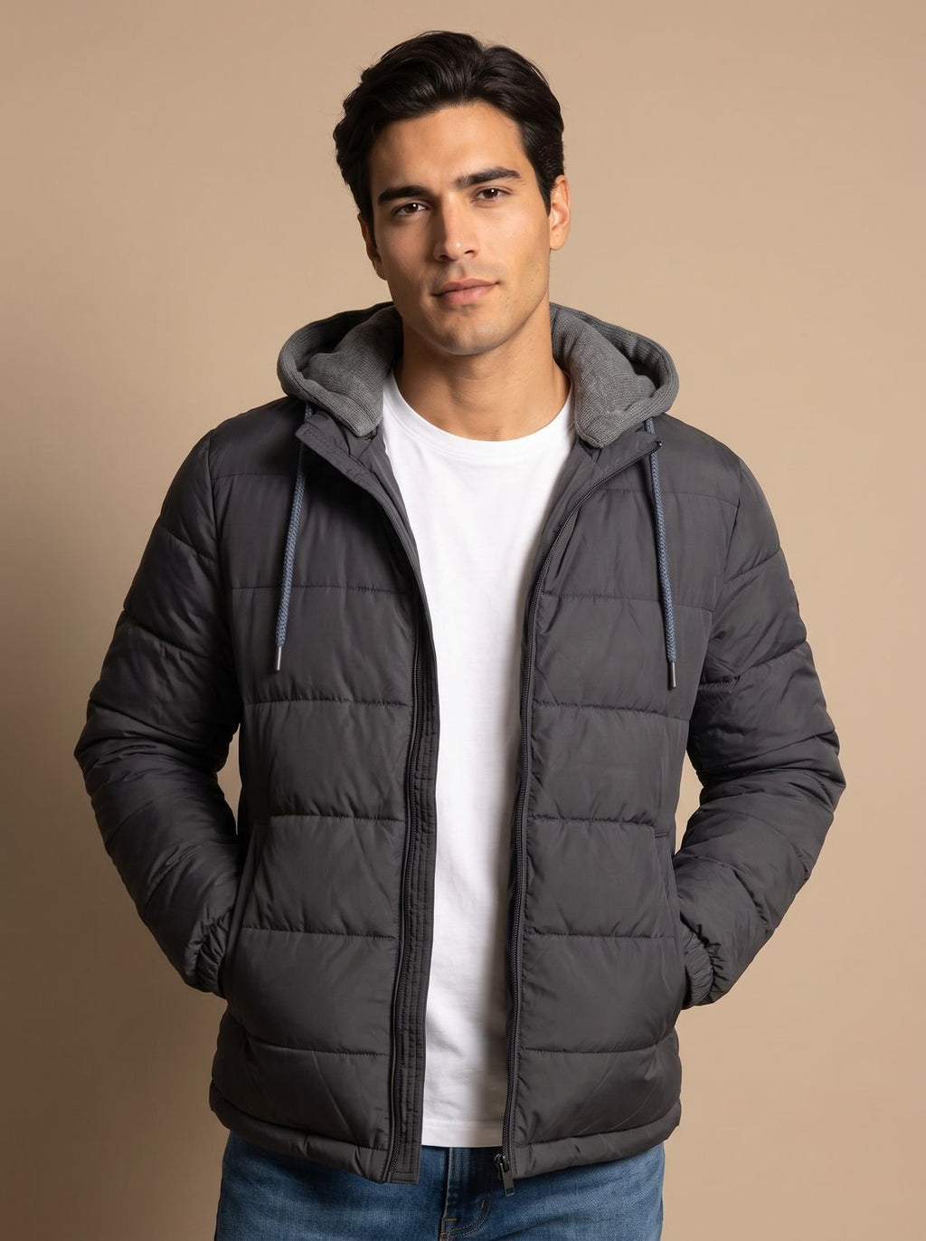 Men's Slim Lightweight Puffer Coat with Hood