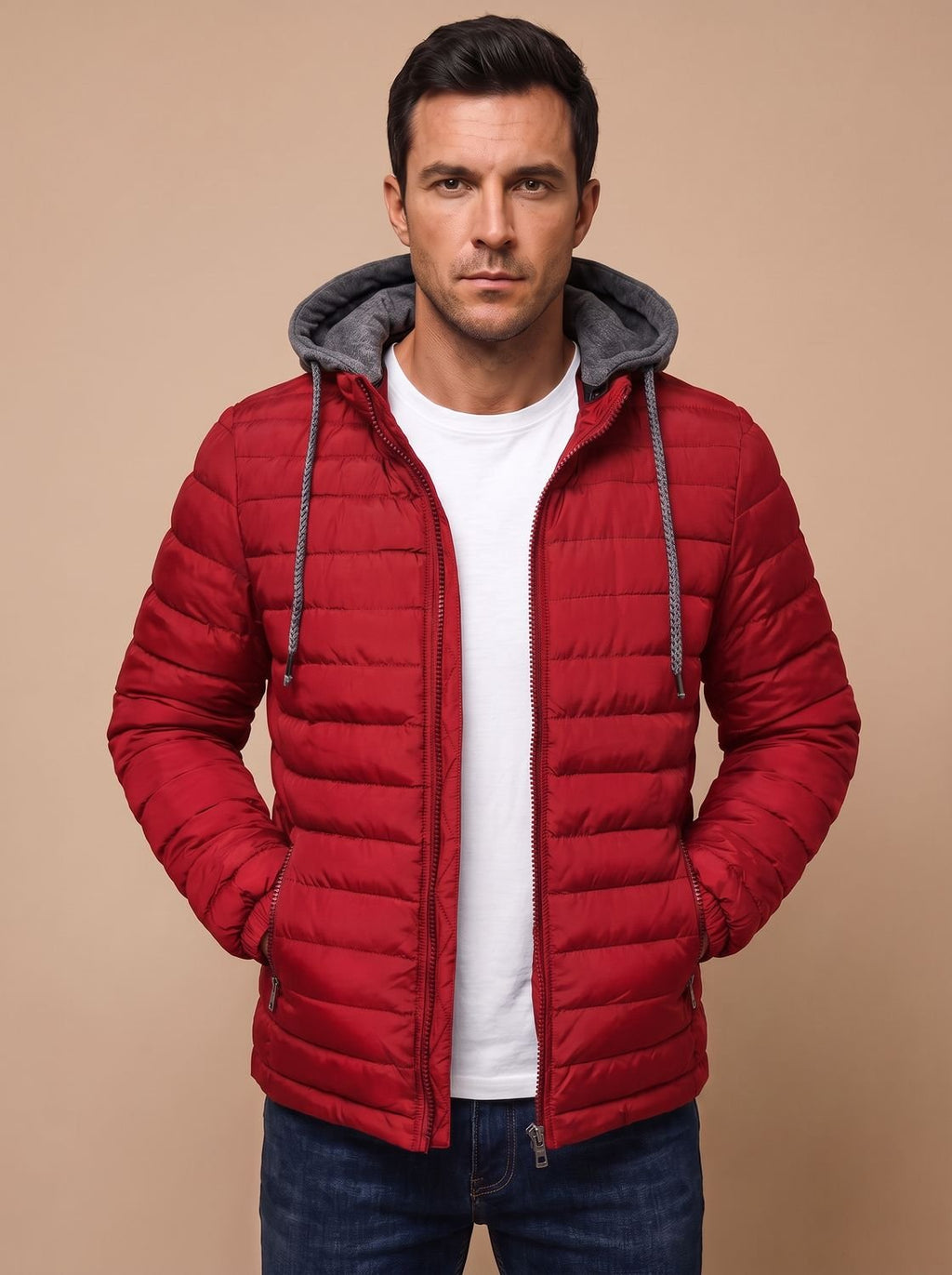 Men's Slim Lightweight Puffer Coat with Hood