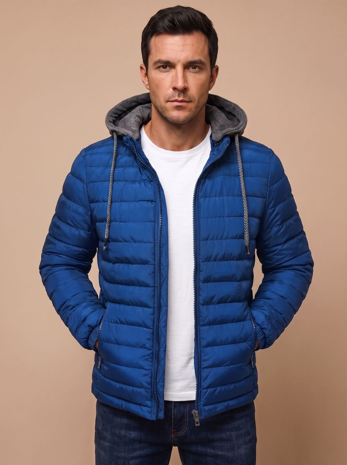 Men's Slim Lightweight Puffer Coat with Hood