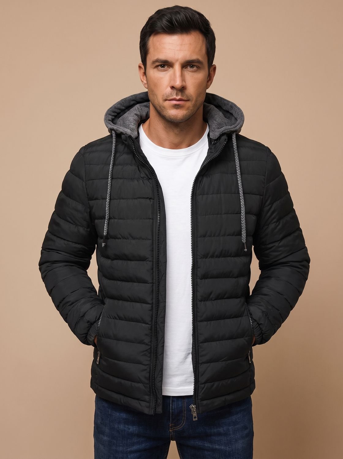 Men's Slim Lightweight Puffer Coat with Hood
