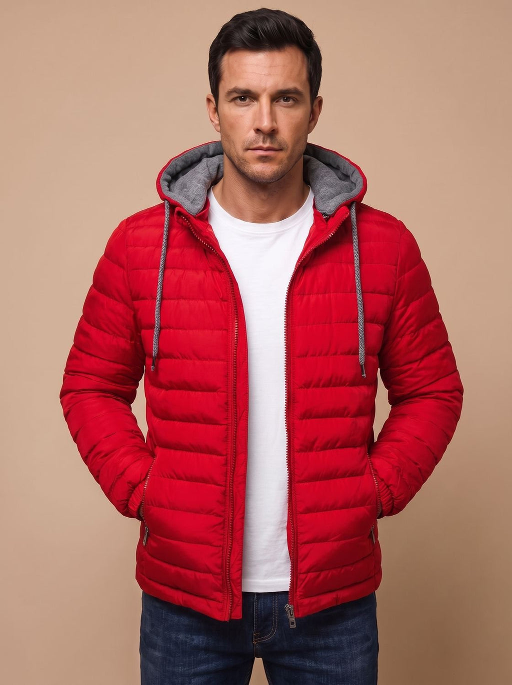 Men's Slim Lightweight Puffer Coat with Hood