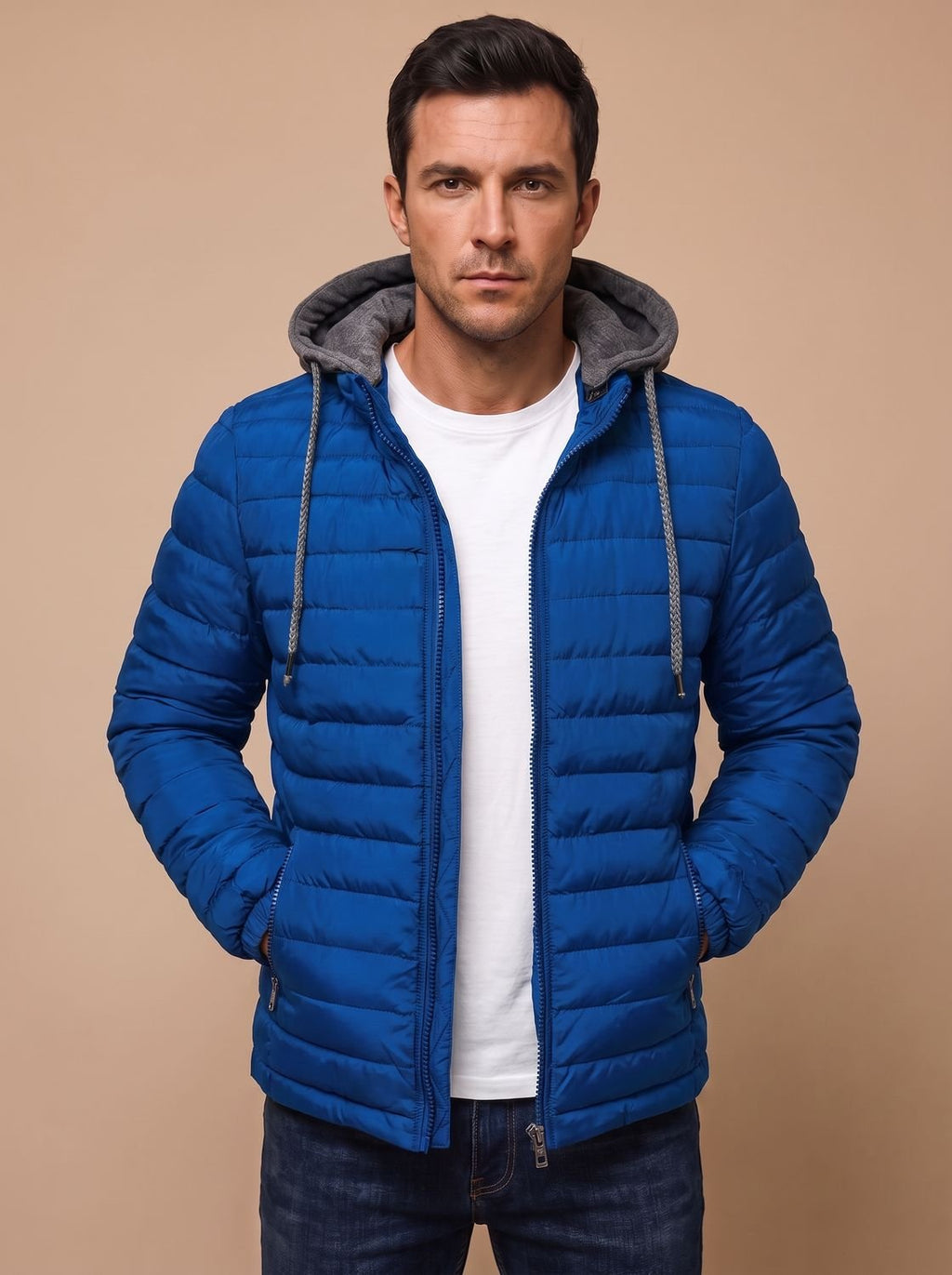 Men's Slim Lightweight Puffer Coat with Hood