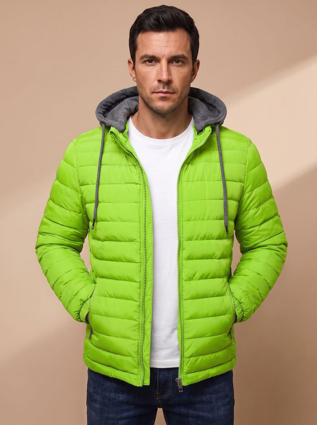 Men's Slim Lightweight Puffer Coat with Hood
