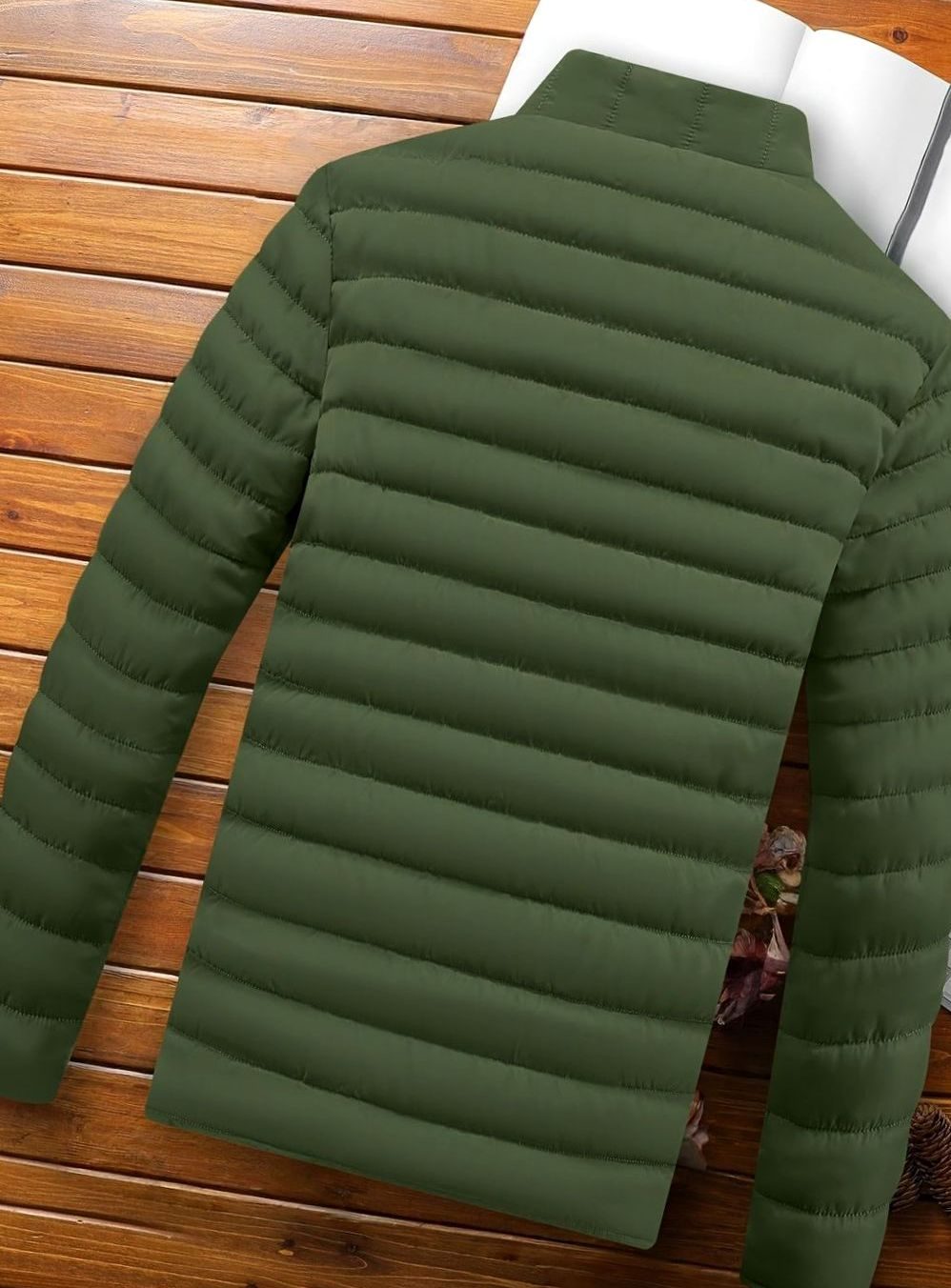 Men's Packable Zip-Front Padded Coat with Horizontal Quilting