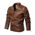 Men's Faux Leather Moto Coat with Fleece Lining
