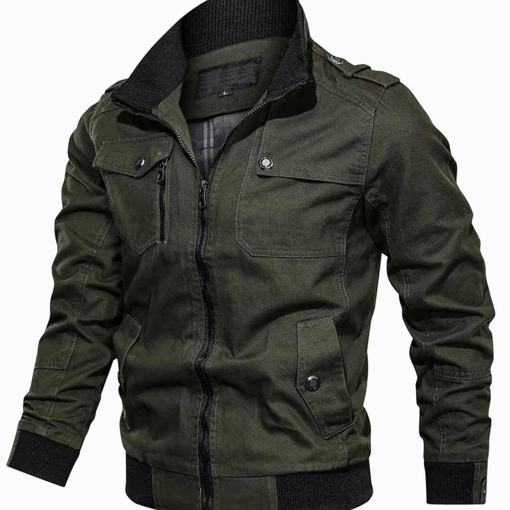 Men's Military Style Multi-Pocket Bomber Coat