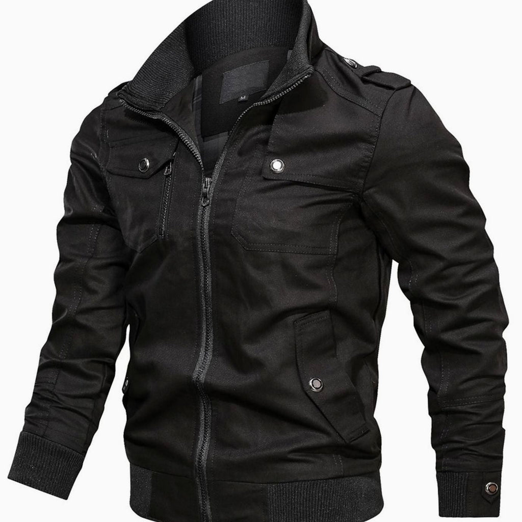 Men's Military Style Multi-Pocket Bomber Coat