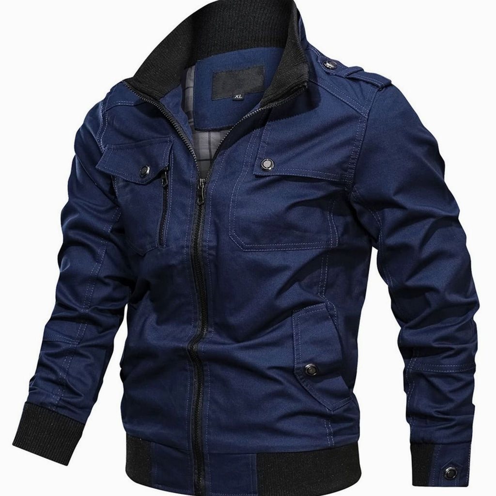 Men's Military Style Multi-Pocket Bomber Coat