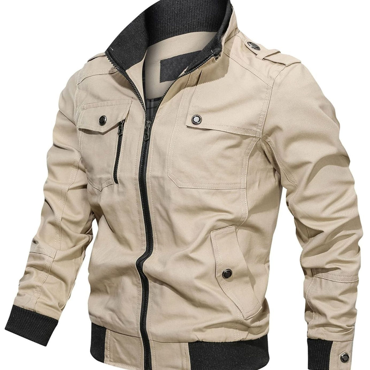 Men's Military Style Multi-Pocket Bomber Coat