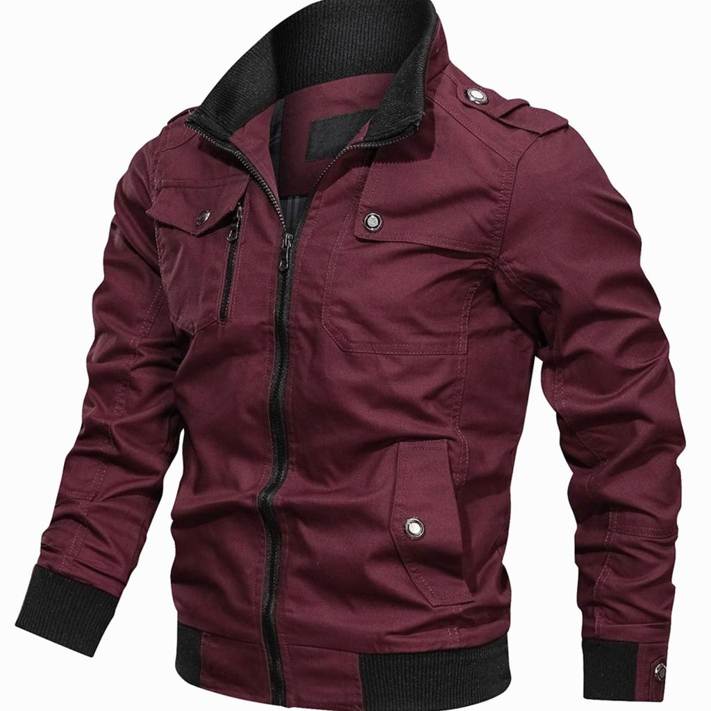 Men's Military Style Multi-Pocket Bomber Coat