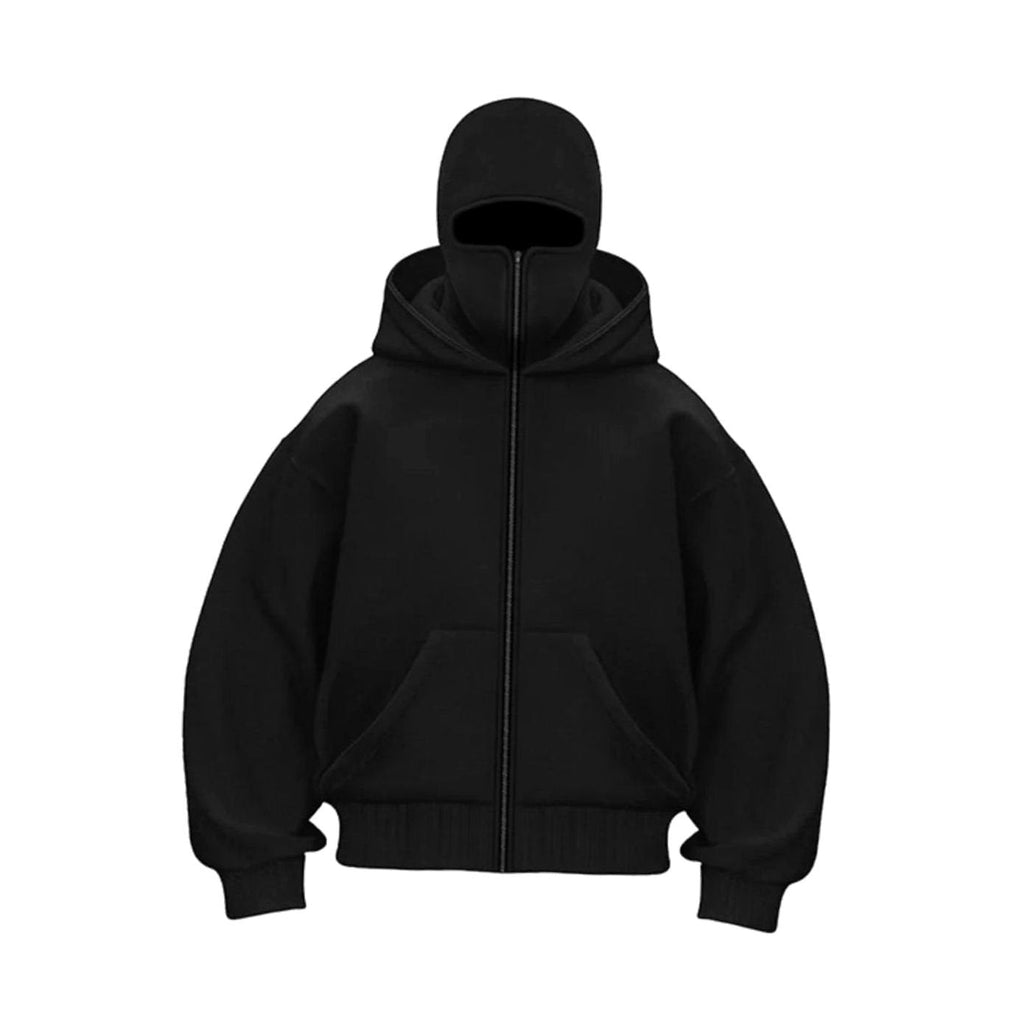 Men's Oversized Zip Hoodie Coat with Balaclava