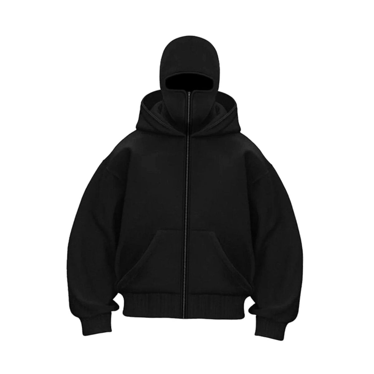 Men's Oversized Zip Hoodie Coat with Balaclava