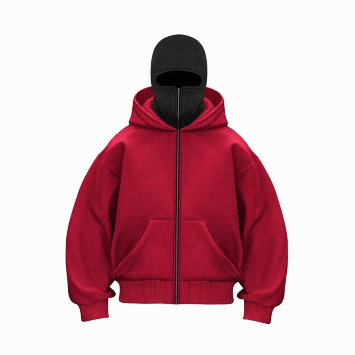 Men's Oversized Zip Hoodie Coat with Balaclava