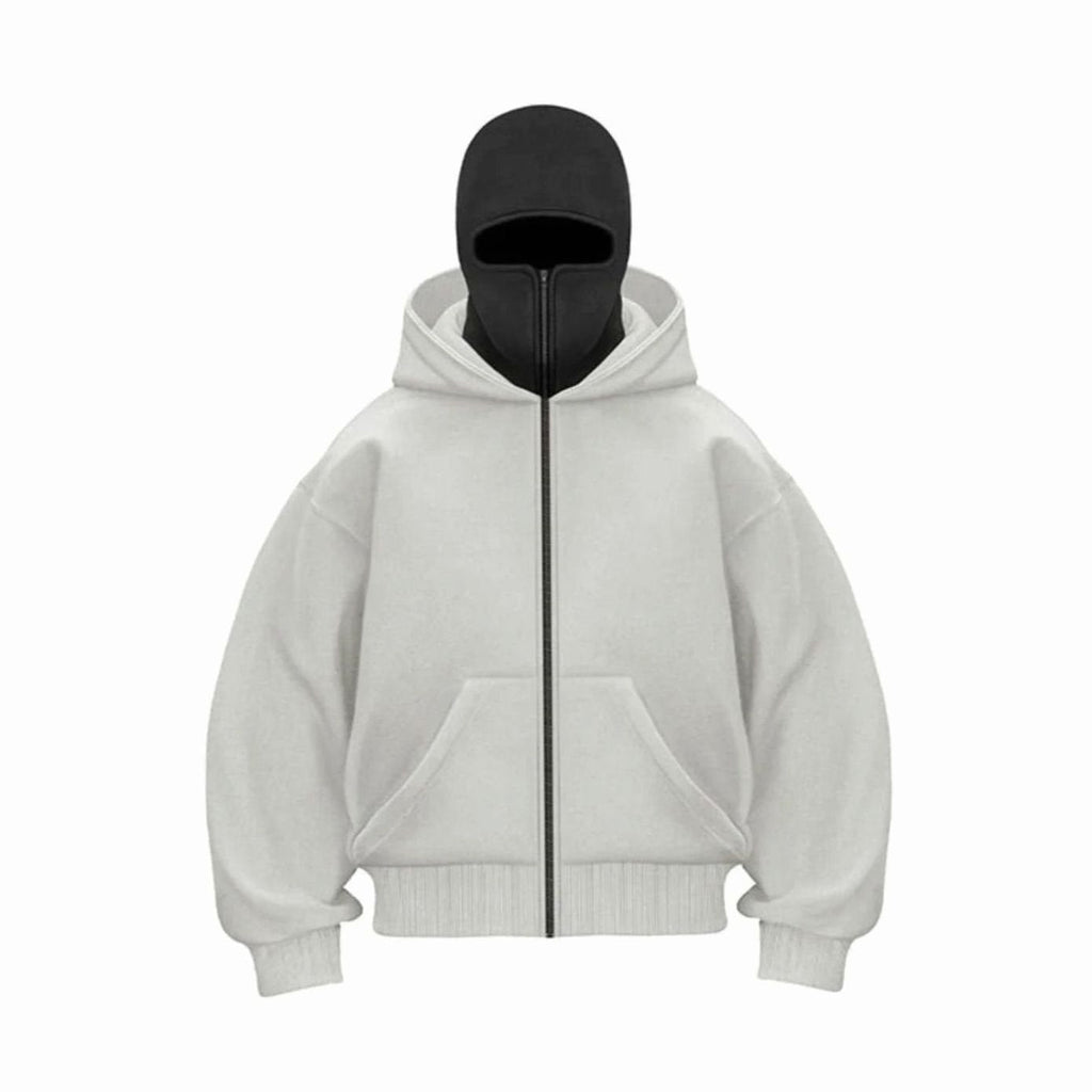 Men's Oversized Zip Hoodie Coat with Balaclava