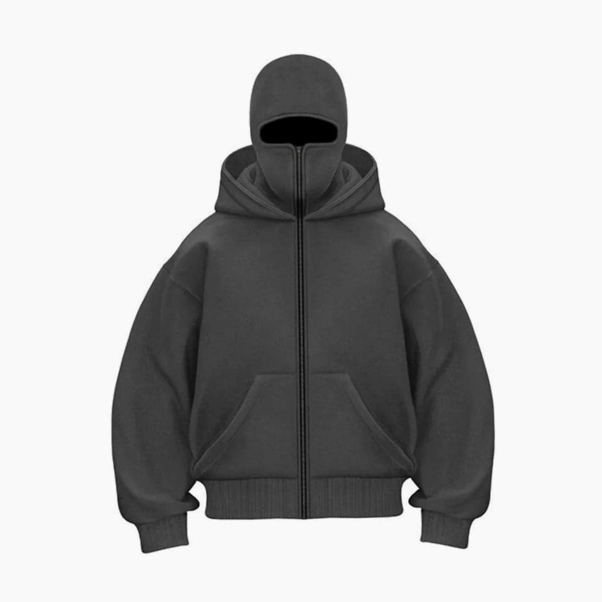 Men's Oversized Zip Hoodie Coat with Balaclava